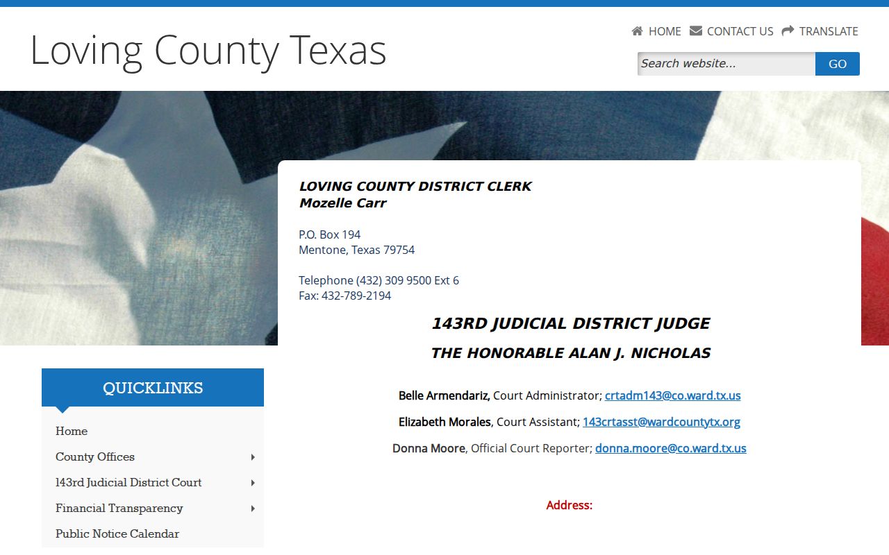 Loving County criminal case records for the 143rd District Court