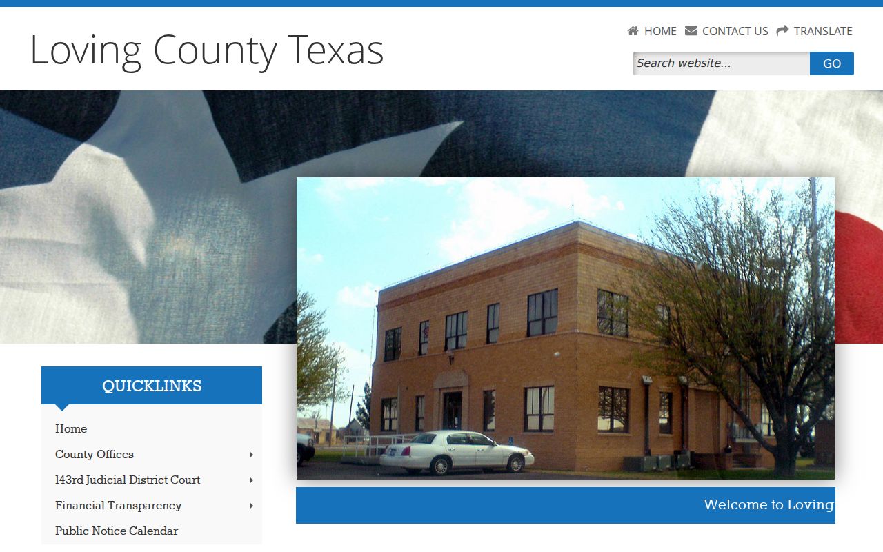 Loving County criminal history courthouse contact page