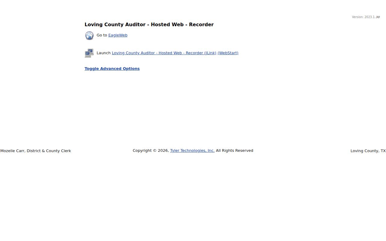 Loving County criminal records public instrument index