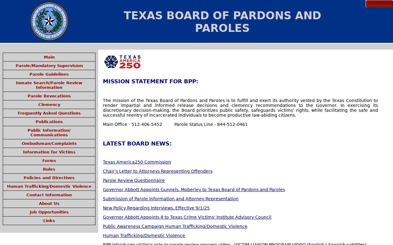 Loving County criminal history Texas parole authority information